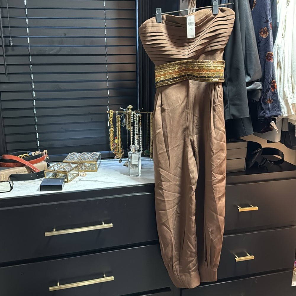 Anthropologie-NIKITA MHAISALKAR STRAPLESS PLEATED JUMPSUIT - Picture 3 of 5